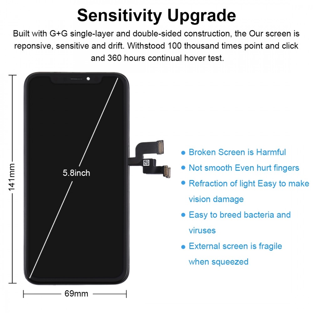 incell TFT Material LCD Screen and Digitizer Full Assembly for iPhone XS(Black) iPhone Replacement Parts Apple iPhone XS